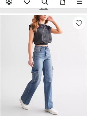 Hidden Los Angeles Logan Dad Cargo High-Rise Wide-Leg Jeans